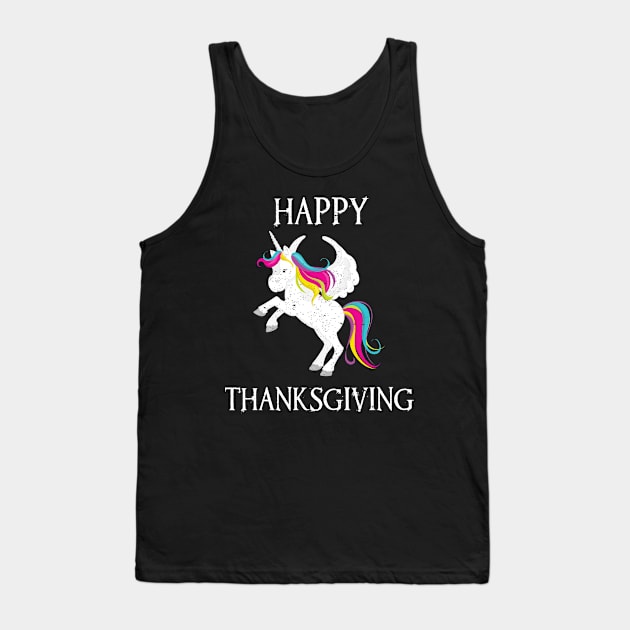 Happy Thanksgiving Funny Unicorn Art Design Tank Top by merchlovers